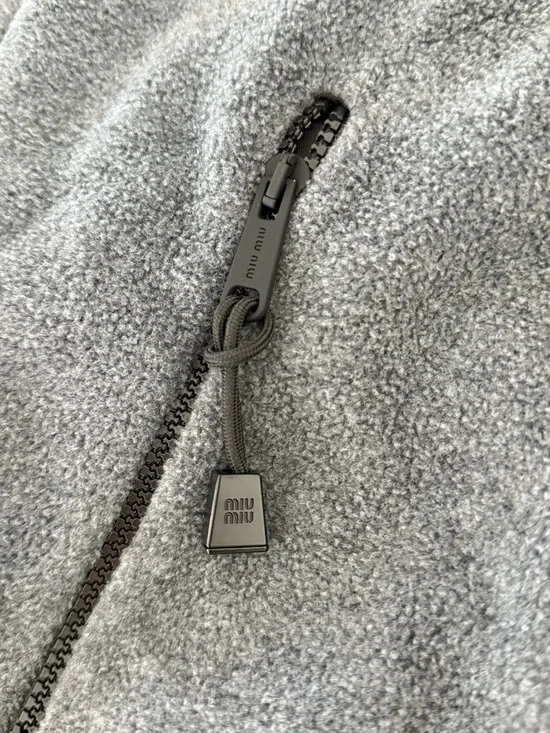 Miu Miu Charcoal Gray Full-Zip Fleece Jacket - Picture 6 of 7